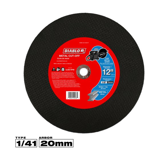 12" 20mm High Speed Metal Cut-Off Disc