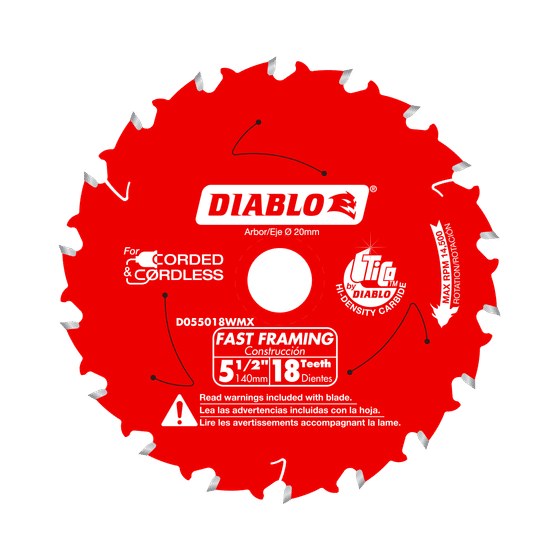 5-1/2" x 18-Teeth Fast Framing Saw Blade for Wood