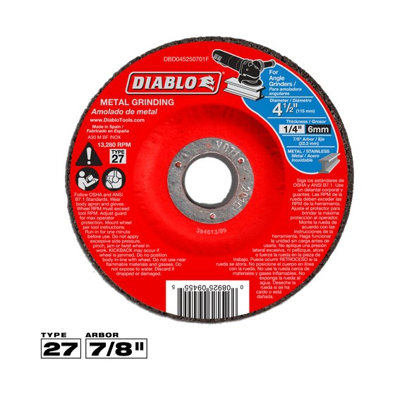 4-1/2" Metal Grinding Disc - Type 27