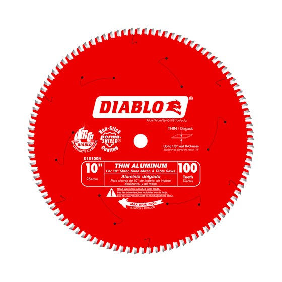 10" x 100-Teeth Saw Blade for Thin Aluminum