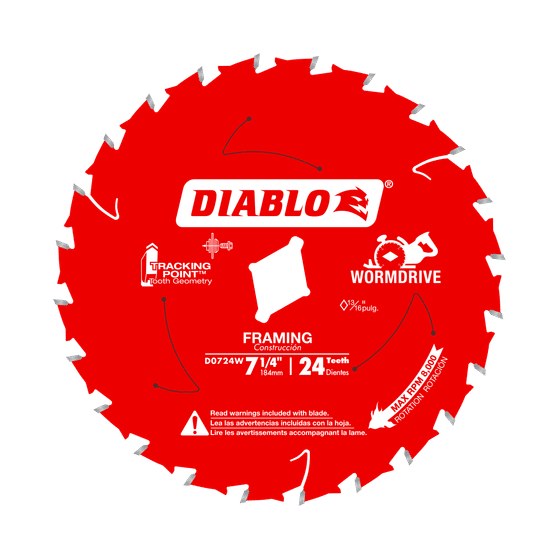 7-1/4" x 24-Teeth Framing Saw Blade for Wood