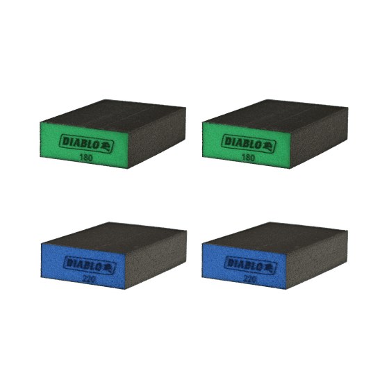 5" x 3" x 1" Assorted Large Flat Edge Sanding Sponges (4-pc)