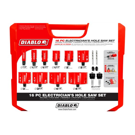 16 pc Bi-Metal Hole Saw Set for Electricians
