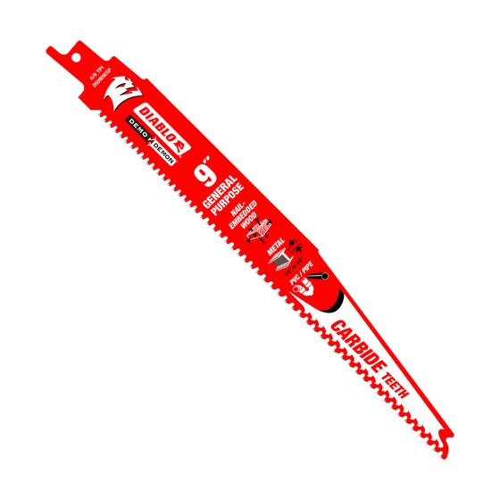 9" 6/9 TPI Demo Demon™ Carbide Teeth Reciprocating Saw Blades for General Purpose Cuts (3-pk)