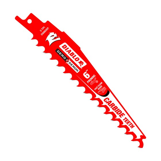 6" 3TPI Demo Demon™ Carbide Tipped Reciprocating Saw Blades for Pruning and Clean Wood (3-pk)