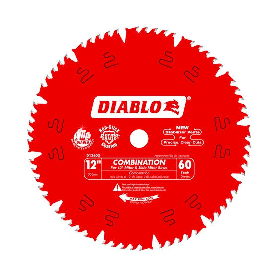 12" x 60-Teeth Combination Saw Blade for Wood