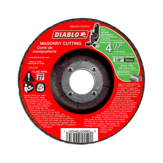 4-1/2" Type 27 Masonry Cut-Off Disc