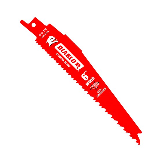 6" 6/12TPI Bi-Metal Reciprocating Saw Blade for Nail-Embedded Wood