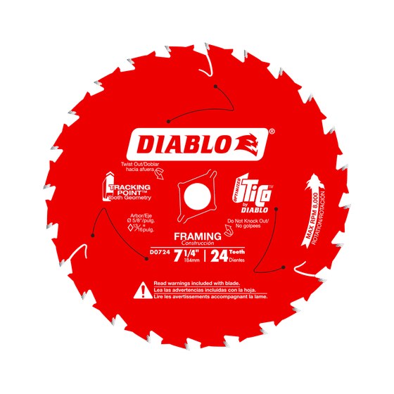7-1/4" x 24-Teeth Framing Saw Blade for Wood