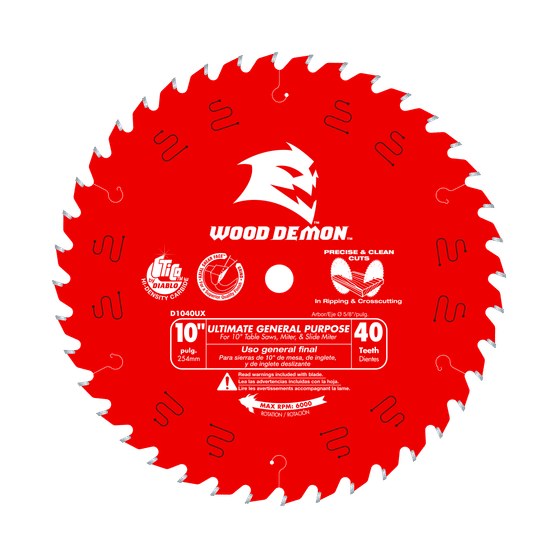 10" x 40-Teeth Wood Demon™ Ultimate General Purpose Carbide Saw Blade for Wood