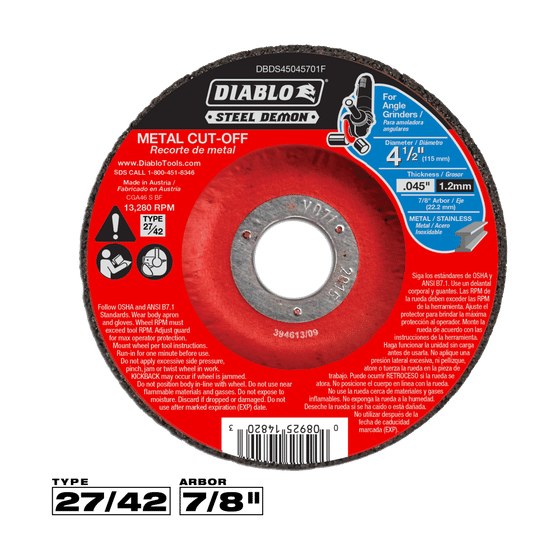 4-1/2" Type 27 Steel Demon™ Metal Cut-Off Disc