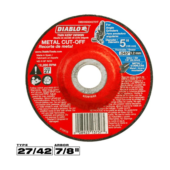 5" Type 27 Metal Cut-Off Disc