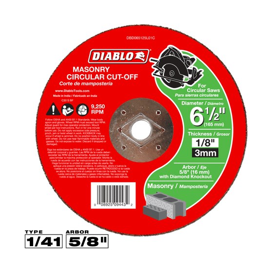6-1/2" Carbide Masonry Cut-Off Disc
