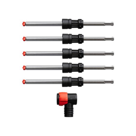 1/2" x 4" x 10" AMPED™ Rebar Demon™ SDS-Plus 4-Cutter Full Carbide Head Dust Extraction Hammer Drill Bit (5-pk)