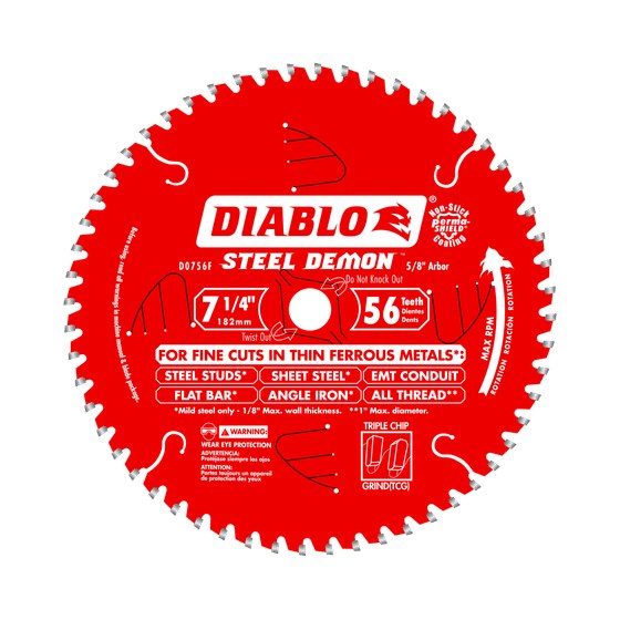 7-1/4" x 56-Teeth Steel Demon™ Carbide Saw Blade for Thin Metal