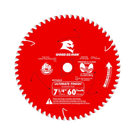 7-1/4" x 60-Teeth Wood Demon™ Ultimate Finish Carbide Saw Blade for Wood