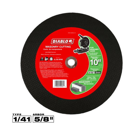 10" x 3/32" x 5/8" Masonry Cut-Off Disc