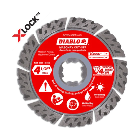 4-1/2" X-LOCK Diamond Segmented Turbo Masonry Cut-Off Disc