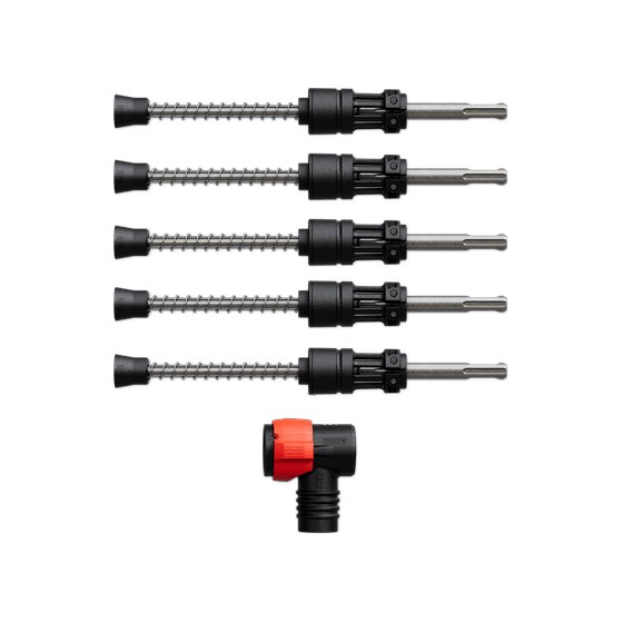 3/8" x 4" x 9" AMPED™ Rebar Demon™ SDS-Plus 4-Cutter Full Carbide Head Dust Extraction Hammer Drill Bit (5-pk)
