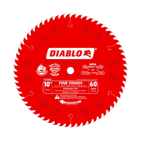 10" x 60-Teeth Fine Finish Saw Blade for Wood