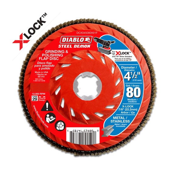 4-1/2" 80-Grit X-LOCK Steel Demon™ Flap Disc for Metal